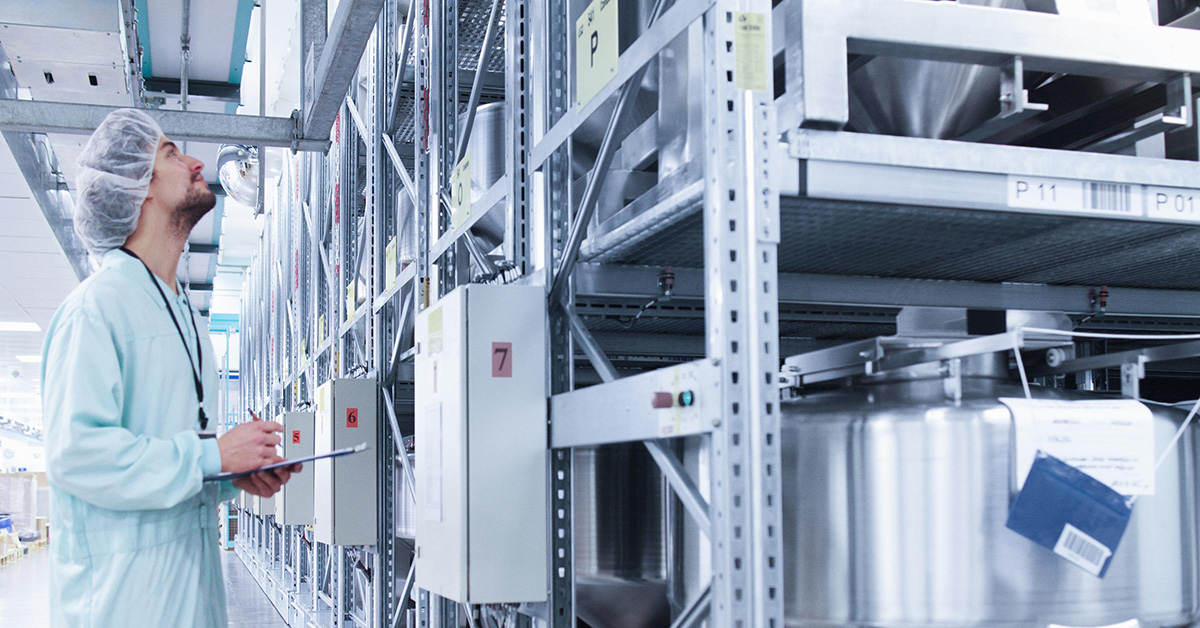 Man checking data in a facility