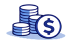 Coins and dollar sign icon representing cold chain cost savings
