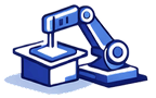 Robotic arm icon representing automated packaging manufacturing